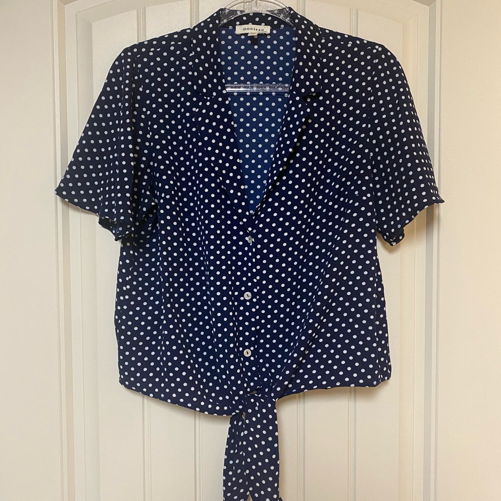 Dark Blue Polka Dot Shirt